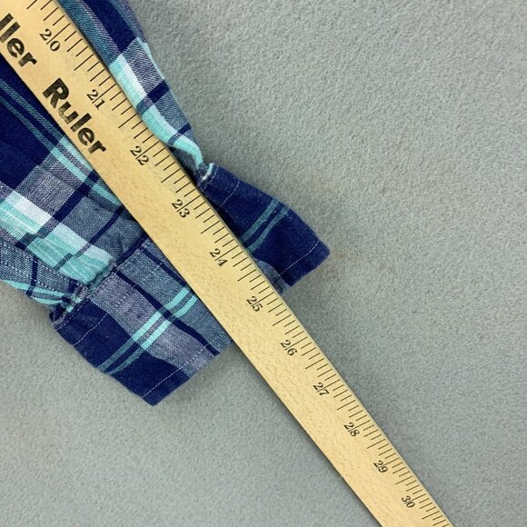 Brooks Brothers Irish Linen Shirt Mens Large Blue Plaid Regent Button‎ Down - Picture 13 of 15